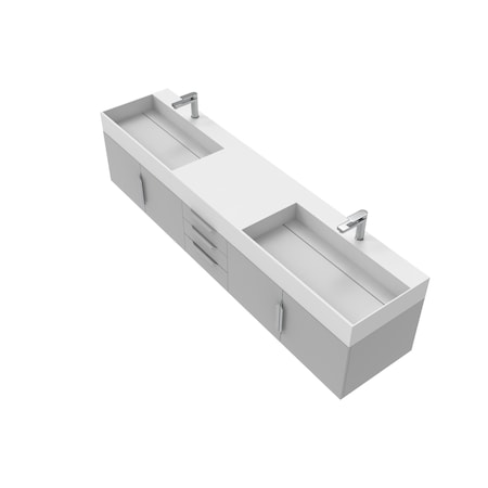 Castello Usa Amazon 84-inch Gray Vanity Set with White Top and Brushed Nickel Handles CB-MC-84G-BN-2056-WH